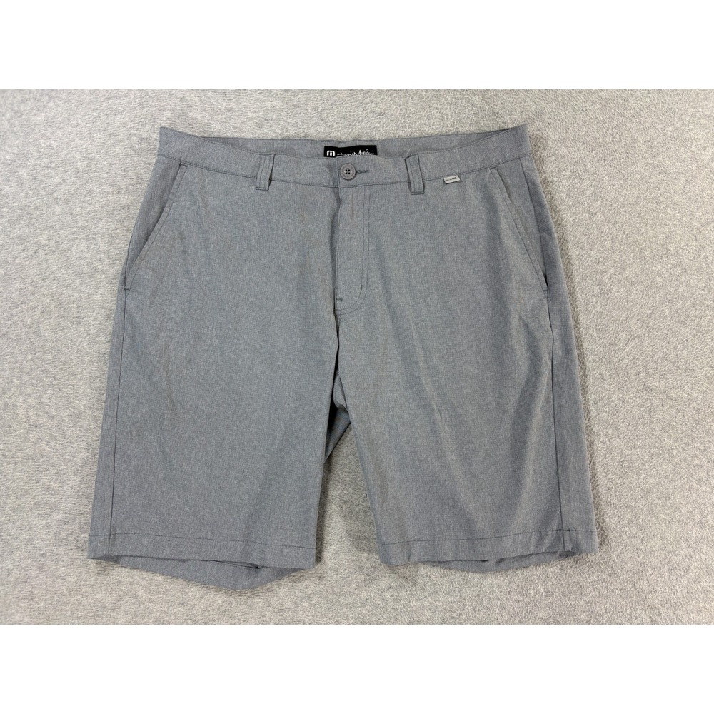 Travis Mathew Performance Flat Front Casual Shorts (Men's 36) Gray - 10"‎